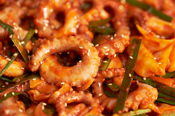 Spicy stir-fried octopus, Korean food