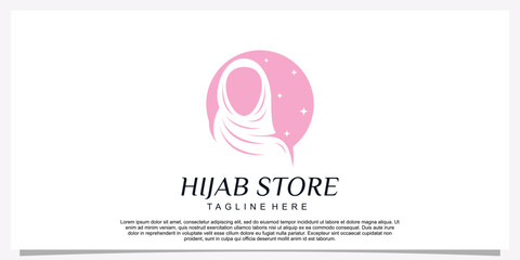 Hijab style logo design template with unique concept Premium Vector