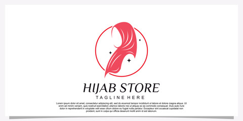 Hijab style logo design template with unique concept Premium Vector