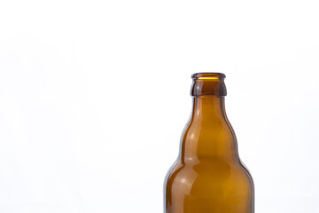 brown beer bottle isolated on white background 
