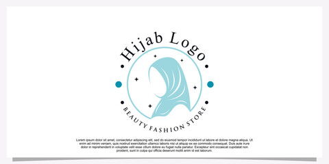 Hijab style logo design template with unique concept Premium Vector