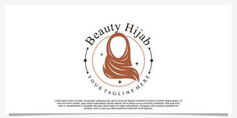 Fototapeta premium Hijab style logo design template with unique concept Premium Vector