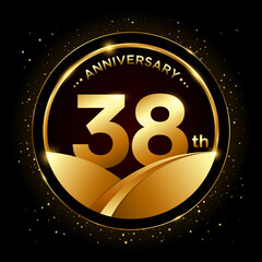 38th anniversary, Golden anniversary template design. Logo vector illustration