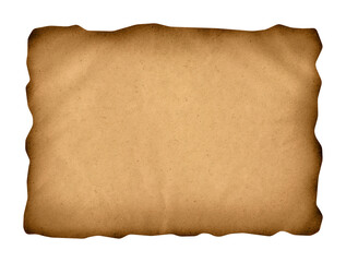 blank vintage treasure map parchment isolated on transparent background, extracted,