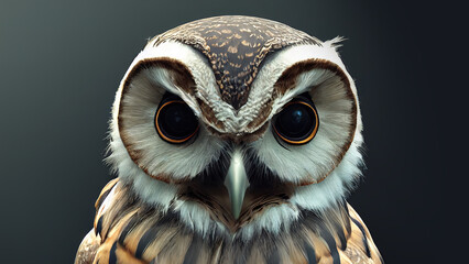 3 D reder. Stylized owl, portrait. Poster and Wall Art Prints.	
