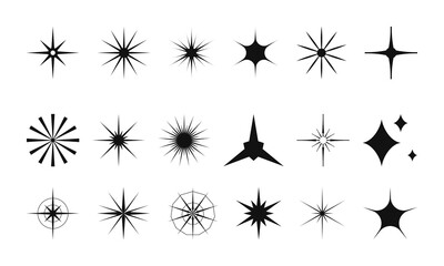 Star vector icons set. Shine symbol illustration. Star light sparkle collection