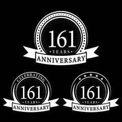 161 years anniversary logo collections. Set of 161st Anniversary logotype template. Vector and illustration. 