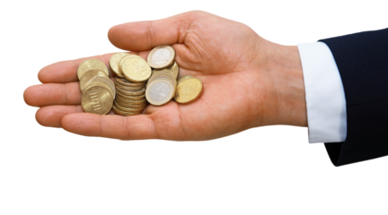 Money series: hand holding euro coins.