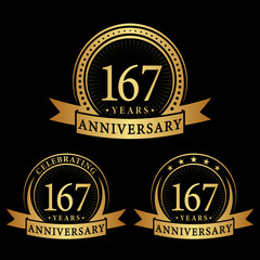 167 years anniversary logo collections. Set of 167th Anniversary logotype template. Vector and illustration. 