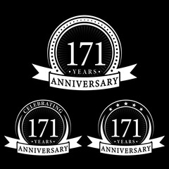 171 years anniversary logo collections. Set of 171st Anniversary logotype template. Vector and illustration. 