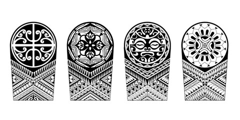 Wrap around arm polynesian tattoo set design. Pattern aboriginal samoan.
