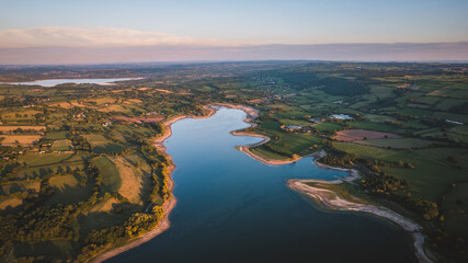 Fototapeta na wymiar Aerial view of the Blagdon lake