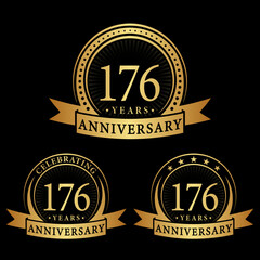 176 years anniversary logo collections. Set of 176th Anniversary logotype template. Vector and illustration. 