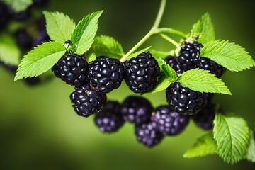  Black Berries of Eleutherococcus senticosus in nature