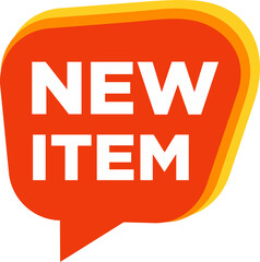 Speech bubble with new item text. flat cartoon trend modern logotype graphic design isolated on white background