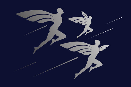 Man with Wings Sign. Vector illustration