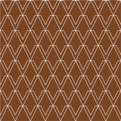 Brown v alphabet repeating pattern isolated on brown background vector. Valentine, victory, thin diagonal lines seamless pattern background.