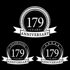 179 years anniversary logo collections. Set of 179th Anniversary logotype template. Vector and illustration. 