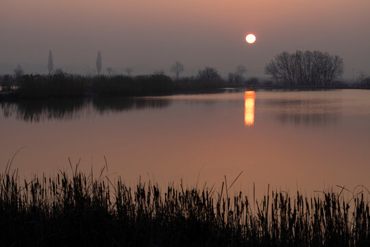 sunrice over Jaroslavice pond, Czech Republic
