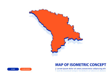 Obraz premium Orange map of Moldova on white background. Vector modern isometric concept greeting Card illustration eps 10.