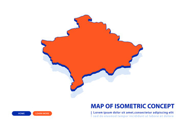 Obraz premium Orange map of Kosovo on white background. Vector modern isometric concept greeting Card illustration eps 10.