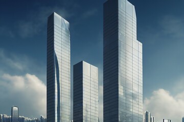Uprisen angle of Hong Kong skyscraper