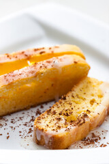 homemade lemon cake with chocolate topping