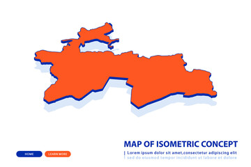 Fototapeta premium Orange map of Tajikistan on white background. Vector modern isometric concept greeting Card illustration eps 10.