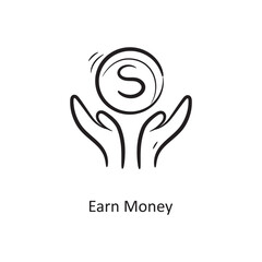 Earn Money Outline Icon Design illustration. Project Management Symbol on White background EPS 10 File