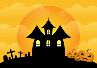 Fototapeta na wymiar Halloween Festival Background With Pumpkin Vector Illustration