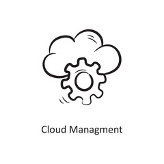 Cloud Management Outline Icon Design illustration. Project Management Symbol on White background EPS 10 File