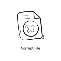 Corrupt File Outline Icon Design illustration. Project Management Symbol on White background EPS 10 File