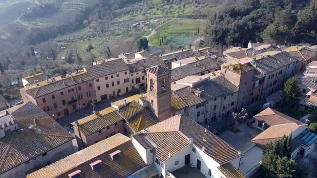 Aerial view of old european hilltop town, Civita di Bagnoregio, Lazio, Italy.