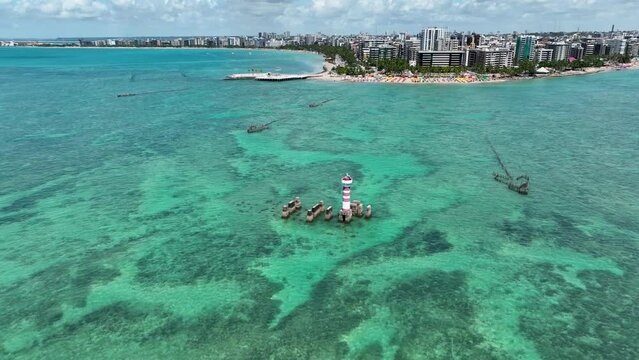 Maritime Gunga Beach At Maceio Alagoas Brazil. Seashore City Summer Travel. Beach Landscape Seashore. Mediterranean Aerials Attraction. Beach Outdoor Wavy. Maceio Alagoas