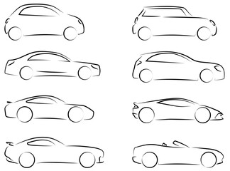 8 Autos Lineart Zeichnungen | Cars Drawnings