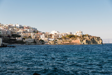 Fototapeta na wymiar Syros port on a colorful summer day, Cyclades, Aegean sea, Greece