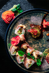 fish sushi roll in plate