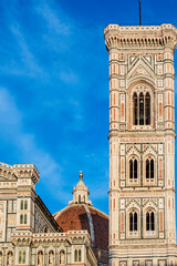 Fototapeta na wymiar The Cathedral of Saint Mary of the Flowers, Duomo di Firenze, was built between 1296-1436 years, in the Gothic style, projected by Arnolfo di Cambio. It is UNESCO World Heritage Site. Florence, 2019