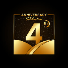 4th anniversary, Anniversary Celebration template design. Logo vector illustration