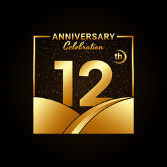 12th anniversary, Anniversary Celebration template design. Logo vector illustration