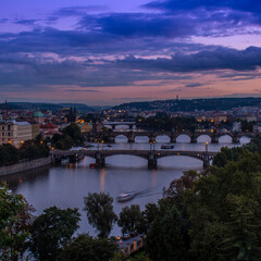 Fototapeta na wymiar Bridges on Vltava river, Prague, Bohemia region, Czech Republic