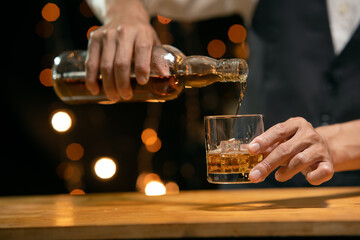 Businessmen in suits drinking  Celebrate whiskey