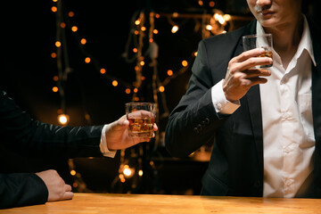 Celebrate whiskey on a friendly party in  restaurant