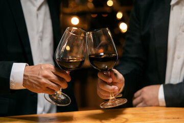 Celebrate whiskey on a friendly party in  restaurant
