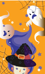 witch girl with ghosts