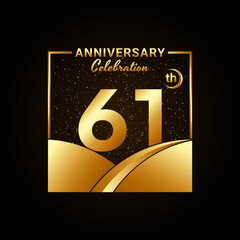 61th anniversary, Anniversary Celebration template design. Logo vector illustration
