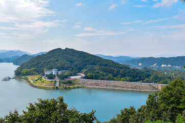 Fototapeta premium Daecheong Reservoir view from the Daecheong Dam observatory