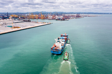 container ship to import export marine goods to dealers and consumers across the pacific and around...