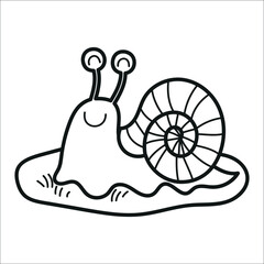Cute smiling snail, autumn clipart
