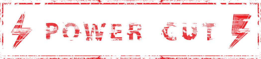 Restrictions stamp .Power cut. Power outage . Thunder bolt lighting flash textured logo . Glitch effect .Electric power design element . Vector illustration.